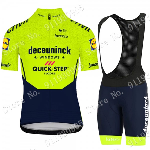 Deceuninck Quick Step Pro Team Green 2021 abbigliamento Bici Completo Maglia Ciclismo Corta e Salopette aqpBP
