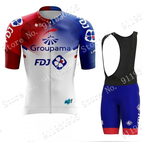 FDJ Pro Team 2021 abbigliamento Bici Completo Maglia Ciclismo Corta e Salopette 5LbHX