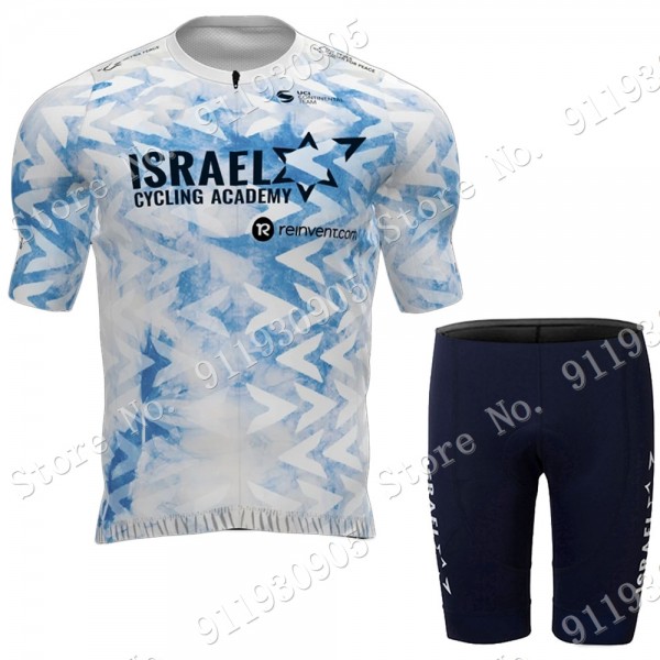 White Israel Start Up Nation Giro d'Italia 2021 abbigliamento Bici Completo Maglia Ciclismo Corta e Salopette kkC4Y