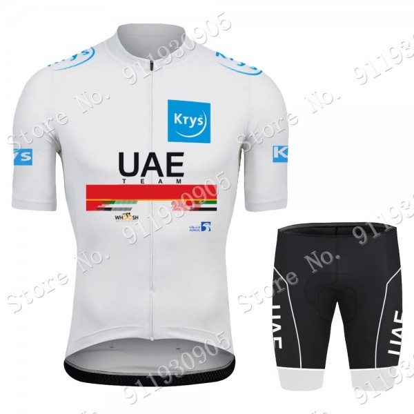 White UAE Emirates Tour De France 2021 abbigliamento Bici Completo Maglia Ciclismo Corta e Salopette dVuiy