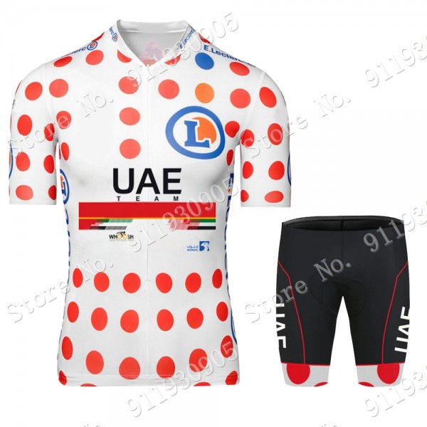 Polka Dot UAE Emirates Tour De France 2021 abbigliamento Bici Completo Maglia Ciclismo Corta e Salopette GO2ht