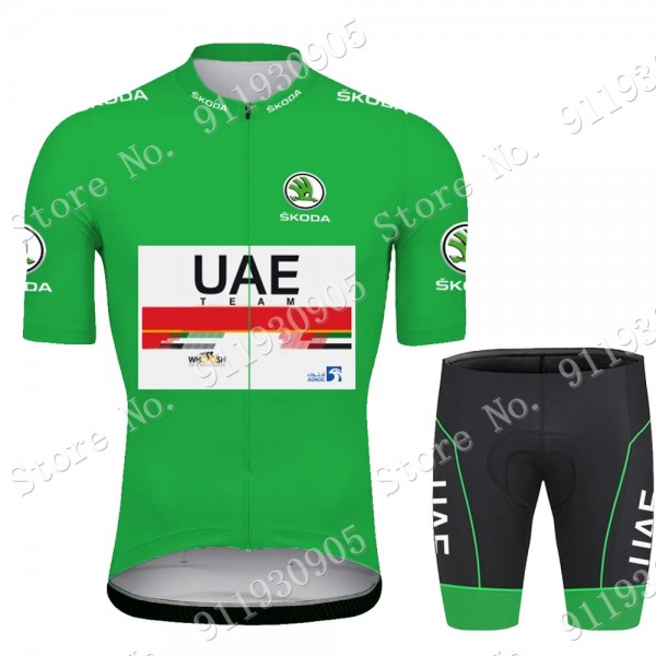 Polka Dot UAE Emirates Tour De France 2021 abbigliamento Bici Completo Maglia Ciclismo Corta e Salopette OB700