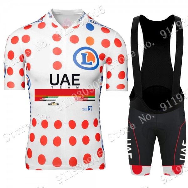 Polka Dot UAE Emirates Tour De France 2021 abbigliamento Bici Completo Maglia Ciclismo Corta e Salopette vzBxP
