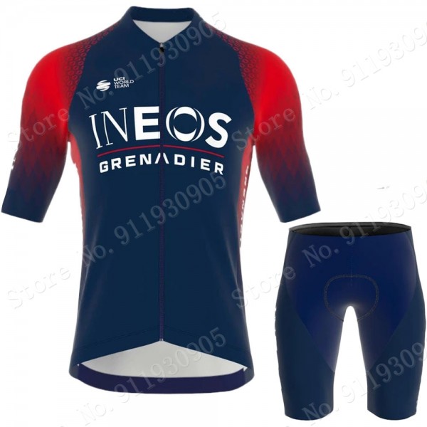 ineos grenadier Tour De France 2022 Team Abbigliamento Fietsshirt Korte Mouw + Korte Fietsbroeken Blue S2vq9