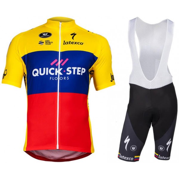Quick Step Floors Ecuadorian Champion 2018 abbigliamento Ciclismo Completo Maglia Ciclismo Corta e Salopette 44409HY