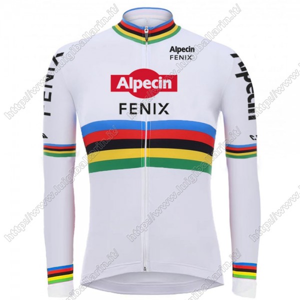 2021 Alpecin Fenix World Champion bianca Maglia Ciclismo Manica Lunga PUIVY