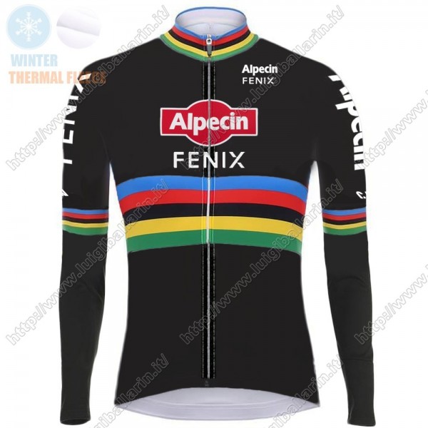 Winter 2021 Alpecin Fenix World Champion Noir Maglia Ciclismo Manica Lunga GXEJX