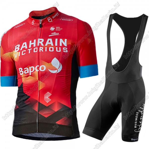 Bahrain Victorious 2021 Team abbigliamento Bici Completo Maglia Ciclismo Corta + pantaloncini YFBPO