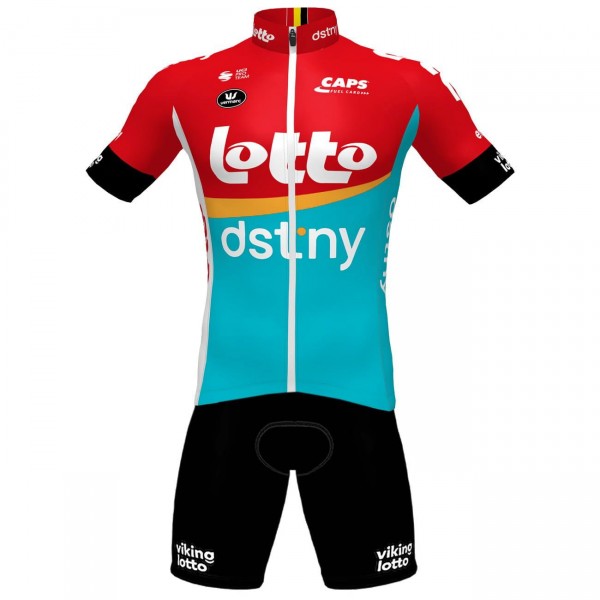 Set da ciclismo Lotto Dstny 2023 (maglia manica corta + salopette) squadra di ciclismo professionistico