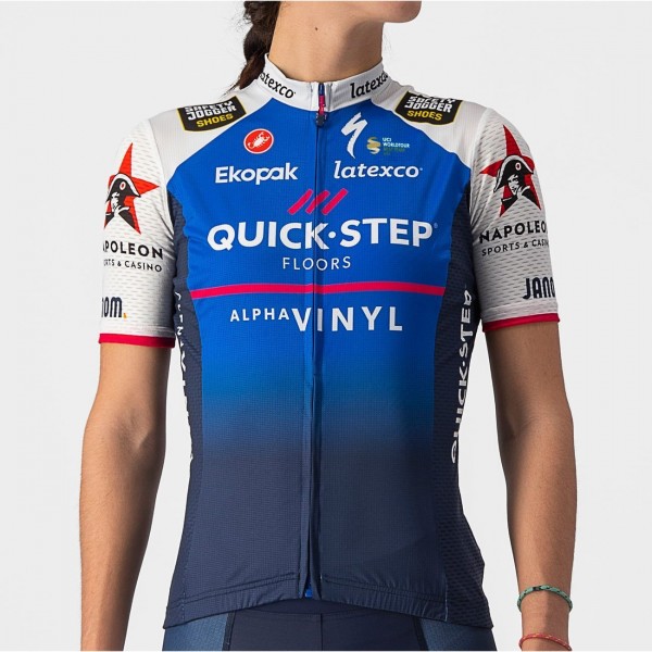 Quick Step Alpha Vinyl 2022 Competizione Maglia da ciclismo a manica corta da donna Squadra di ciclismo professionale