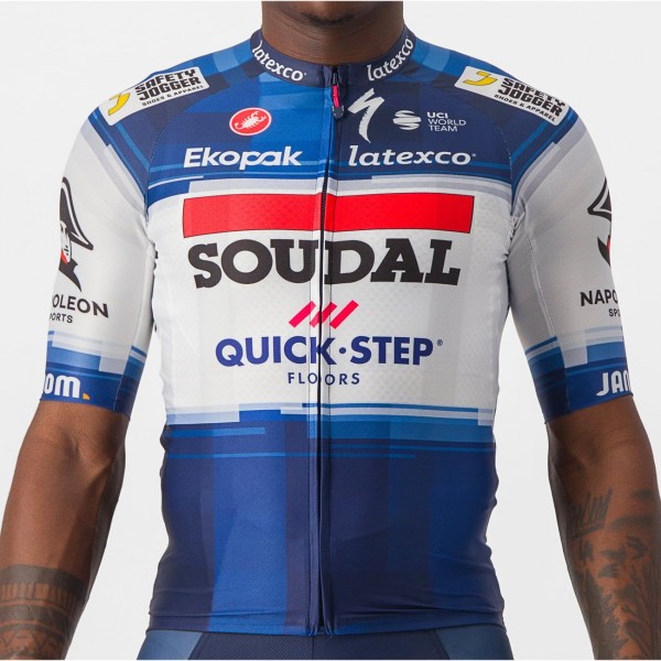 Maglia da ciclismo a manica corta Soudal Quick-Step 2023 Aero Race 6.1 della squadra di ciclisti professionisti