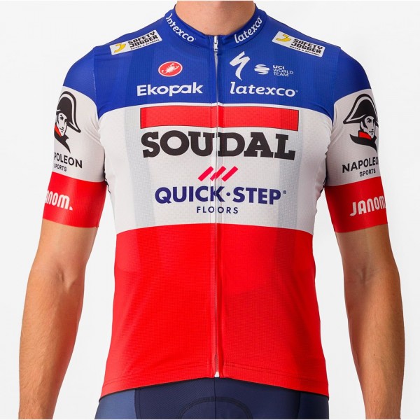Soudal Quick-Step Campione di Francia 2023 Competizione Maglia da ciclismo a maniche corte Squadra di ciclismo professionale