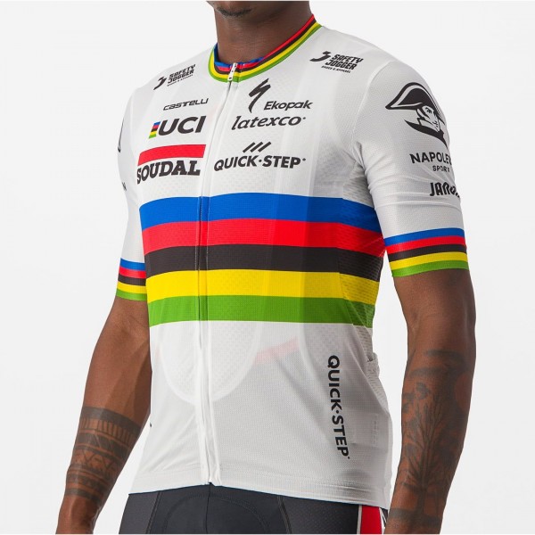 Soudal Quick-Step World Champion Rainbow Jersey 2023 Competizione Maglia da ciclismo a maniche corte Squadra di ciclismo professionale