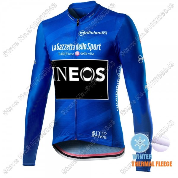 Winter Thermal Fleece Men Giro D'italia INEOS 2021 Maglia Ciclismo Manica Lunga 3644-BNT