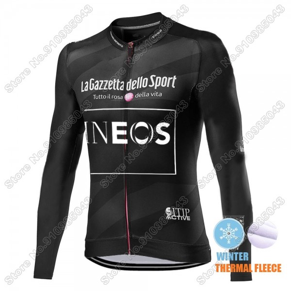 Winter Thermal Fleece Men Giro D'italia INEOS 2021 Maglia Ciclismo Manica Lunga 9526-BNZ