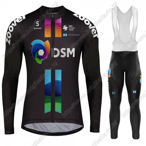 DSM Team Sunweb 2021 Abbigliamento Maglia Ciclismo Manica Lunga e Salopette Lunga 08