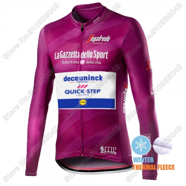 Winter Thermal Fleece Men Giro D'italia Quick Step 2021 Maglia Ciclismo Manica Lunga 9784-VZP