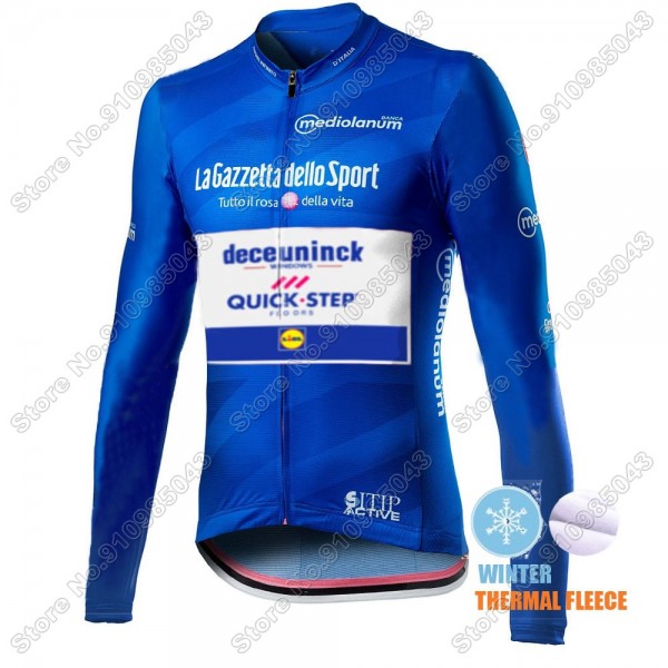 Winter Thermal Fleece Men Giro D'italia Quick Step 2021 Maglia Ciclismo Manica Lunga 8688-ORJ