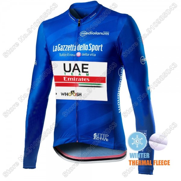 Winter Thermal Fleece Men Giro D'italia Uae Emirates 2021 Maglia Ciclismo Manica Lunga 2853-CYR