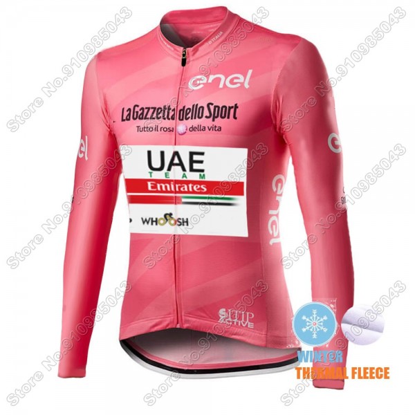 Winter Thermal Fleece Men Giro D'italia Uae Emirates 2021 Maglia Ciclismo Manica Lunga 2003-NCO
